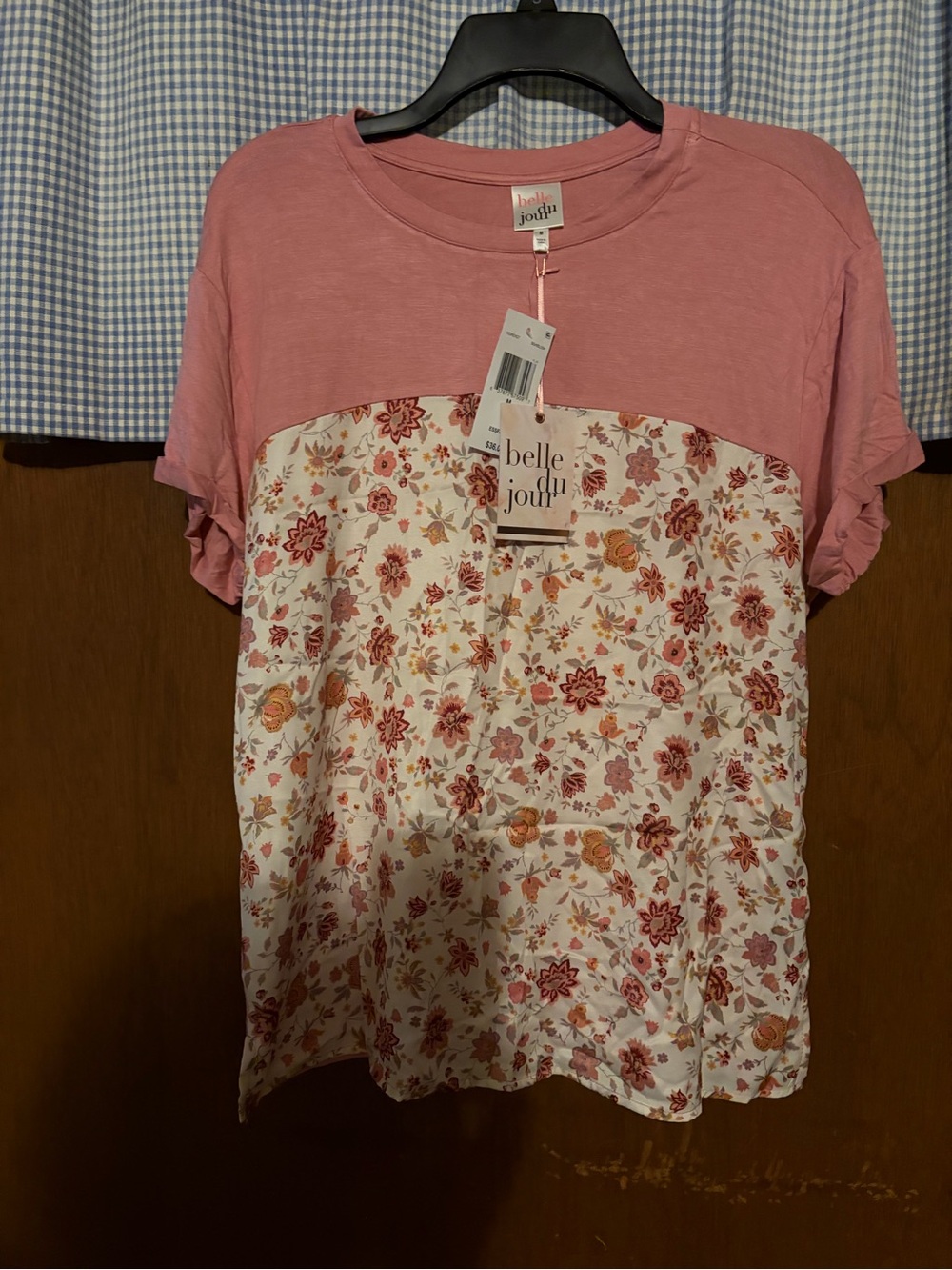 Belle Jour Women’s Pink Floral Short-Sleeve Top